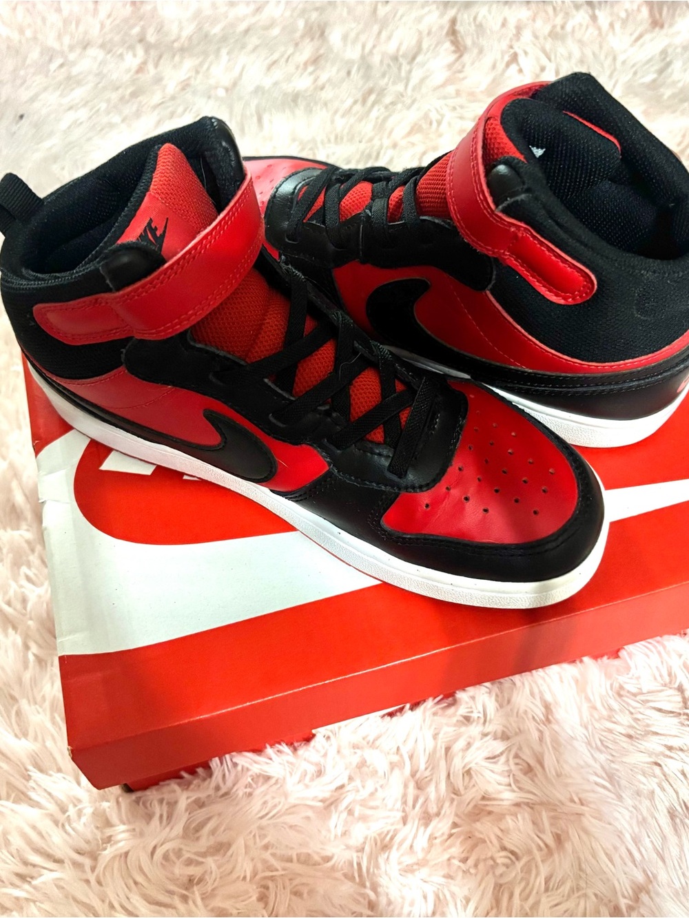 Nike Black and Red Retro High-Top Sneakers